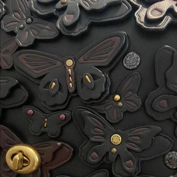 Rare Coach Black Butterfly Appliqué Dinky - Picture 9 of 9